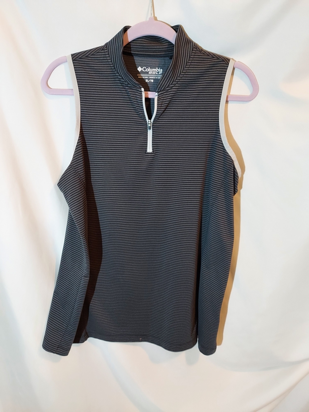 Columbia Golf Women's Sleeveless 1/4 Zip Striped Polo Shirt XL